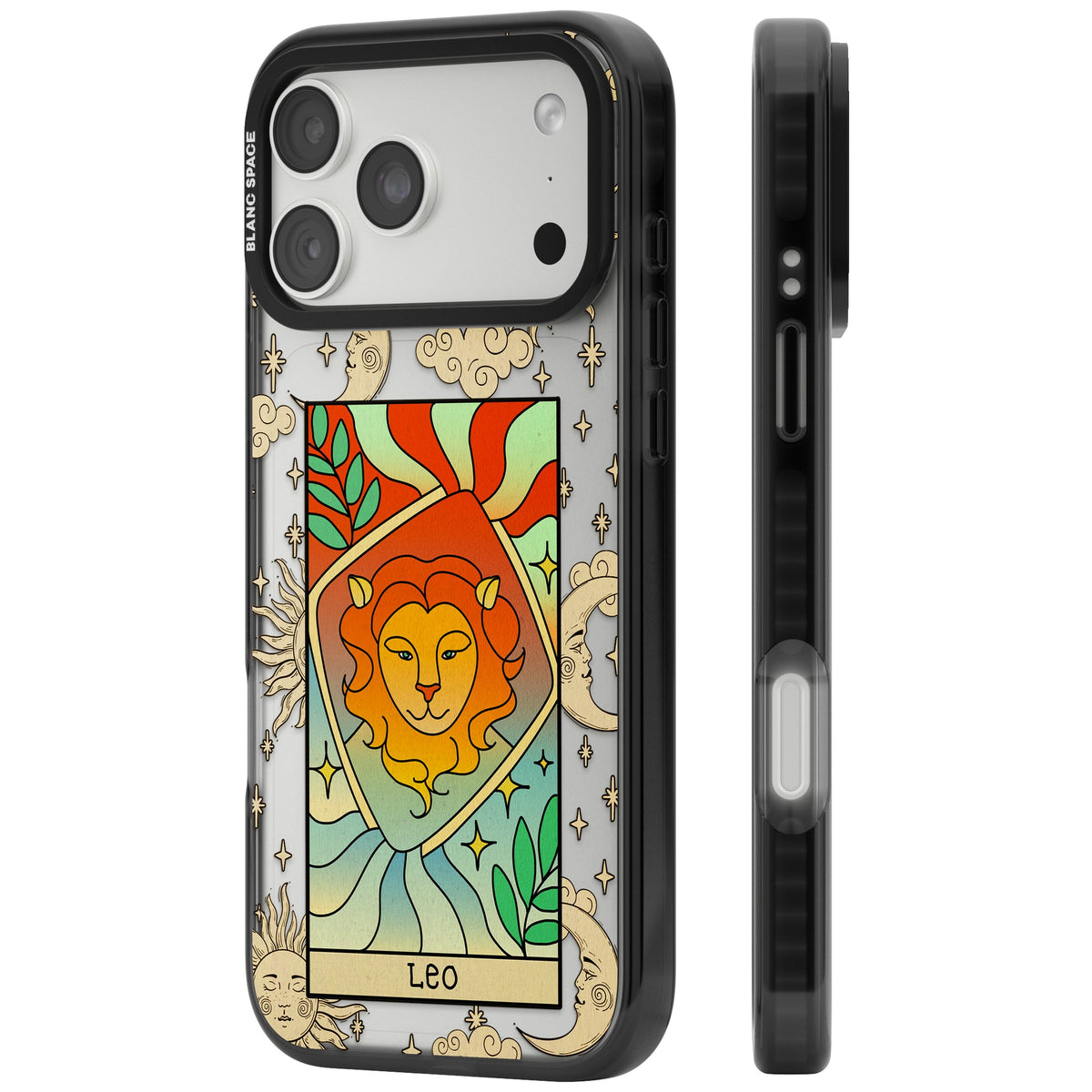 Celestial Zodiac Leo iPhone 18 Pro Max Impact Black Phone Case side
