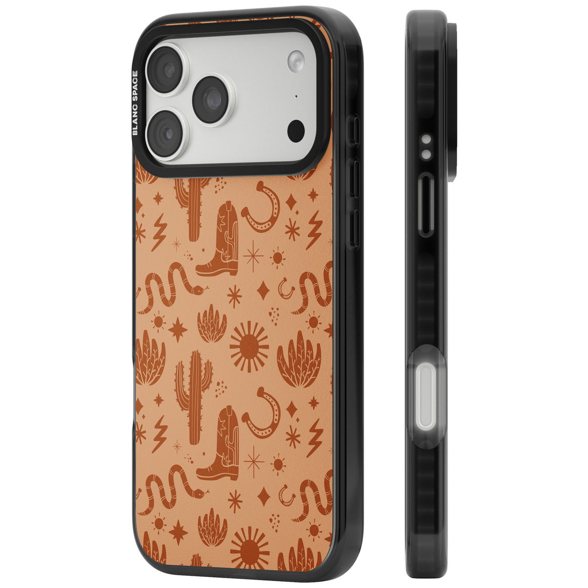 Wild West Pattern iPhone 18 Pro Max Impact Black Phone Case side