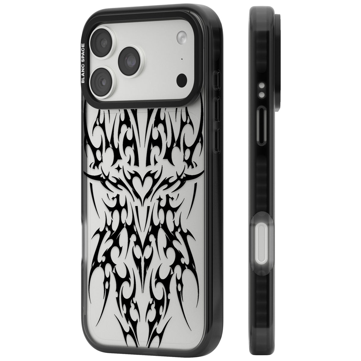 Neo Tribal Heart iPhone 18 Pro Max Impact Black Phone Case side