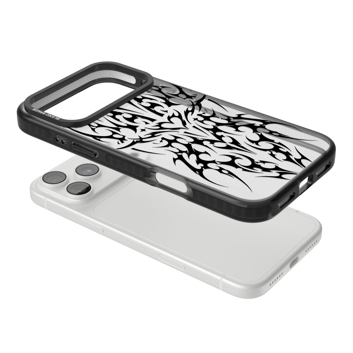 Neo Tribal Heart iPhone 18 Pro Max Impact Black Phone Case angled