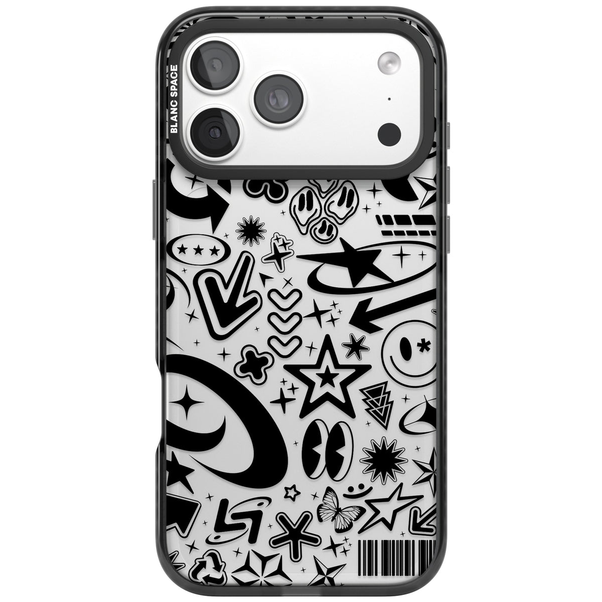 Black Y2K Pattern iPhone 18 Pro Max Impact Black Phone Case front