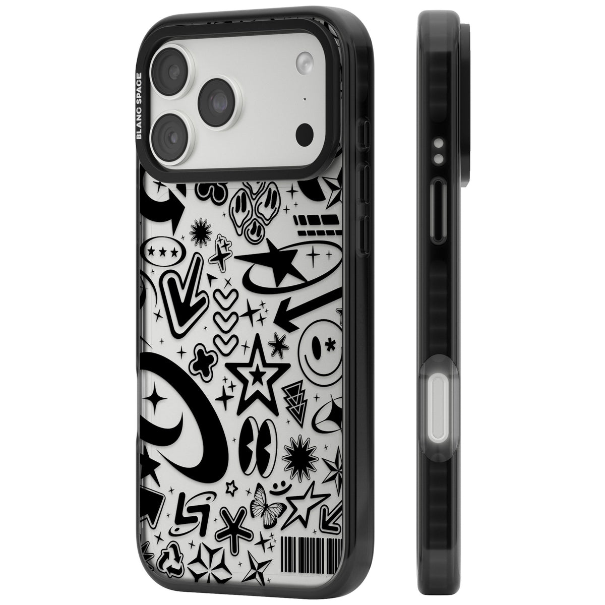 Black Y2K Pattern iPhone 18 Pro Max Impact Black Phone Case side