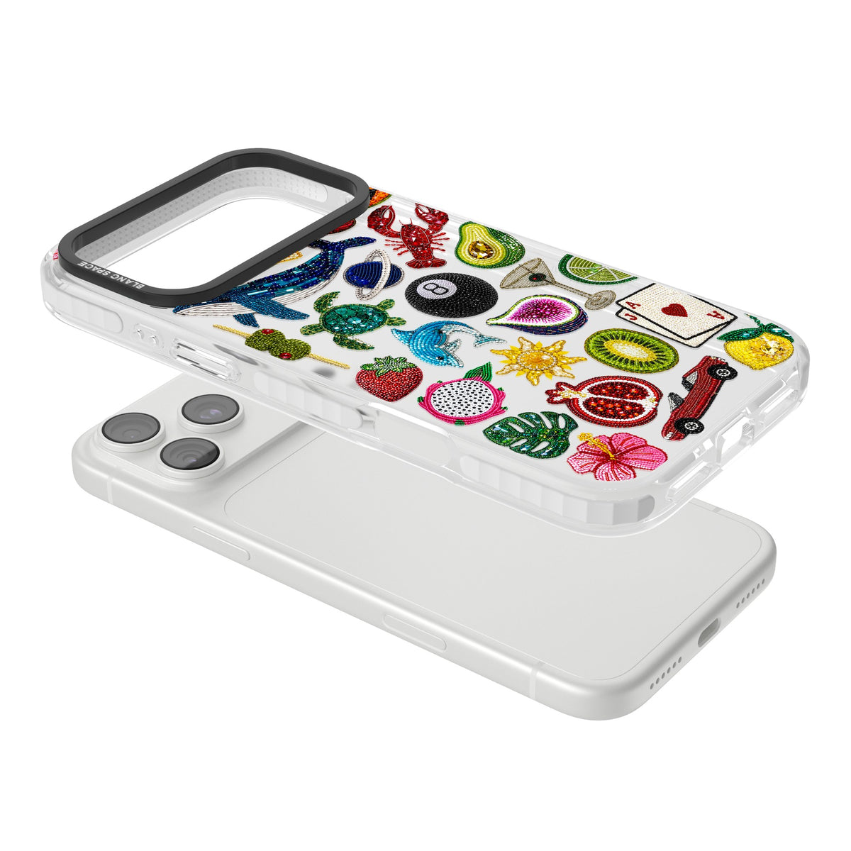 Beaded Mix iPhone 18 Pro Max Impact Clear Phone Case angled