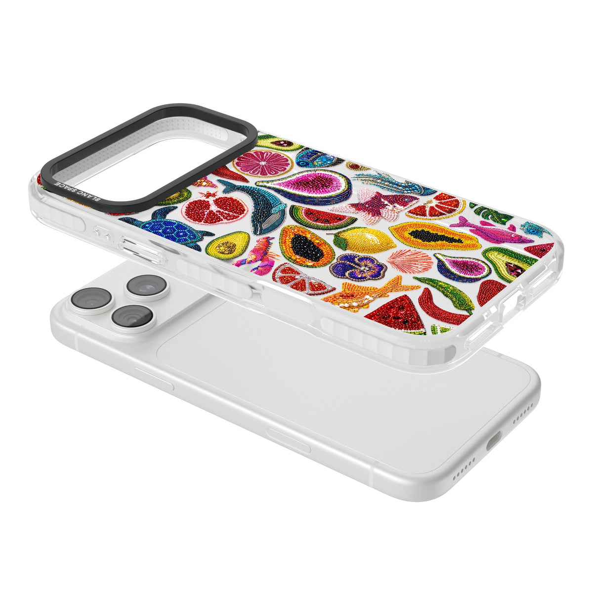Beaded Tropic iPhone 18 Pro Max Impact Clear Phone Case angled