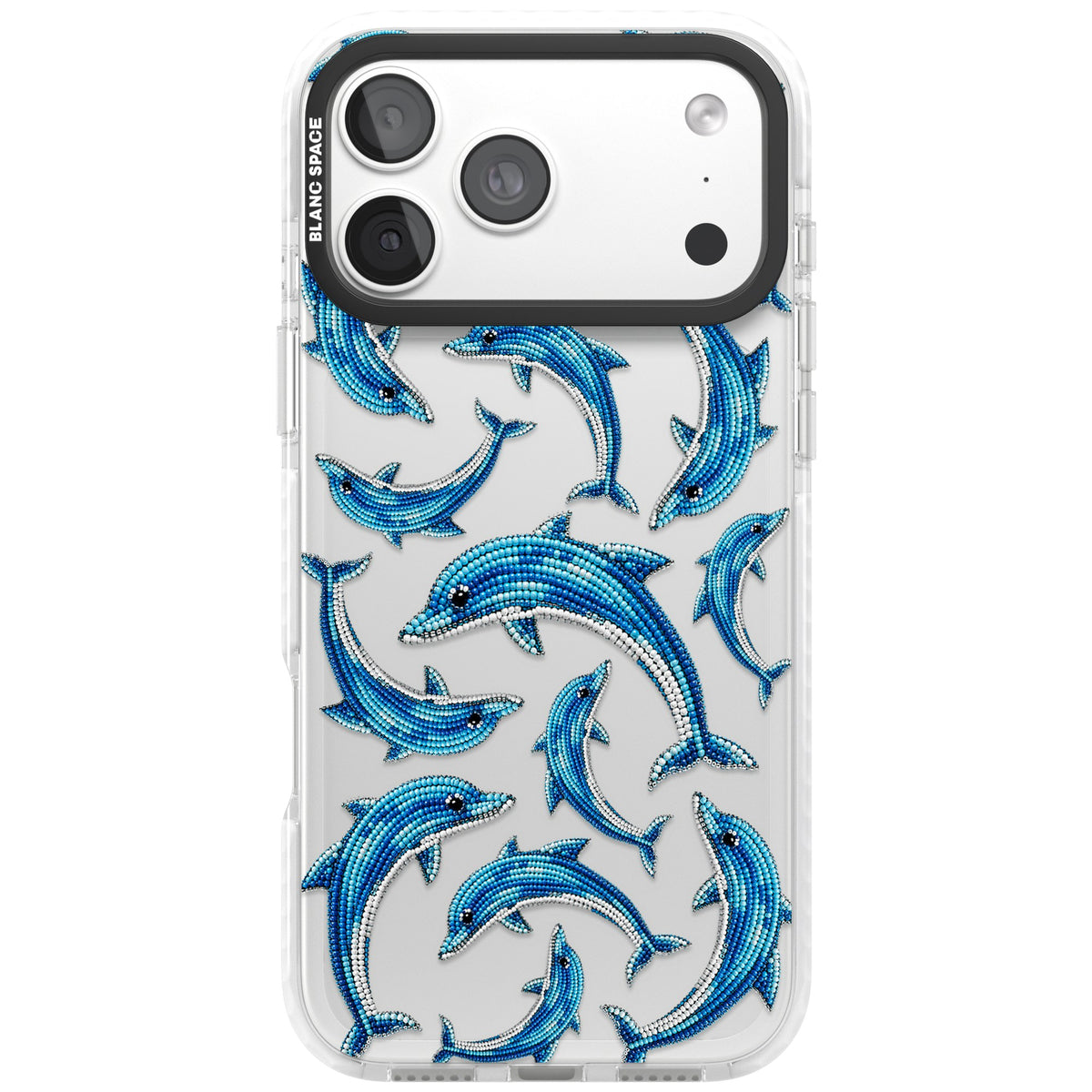 Beaded Dolphins iPhone 18 Pro Max Impact Clear Phone Case front