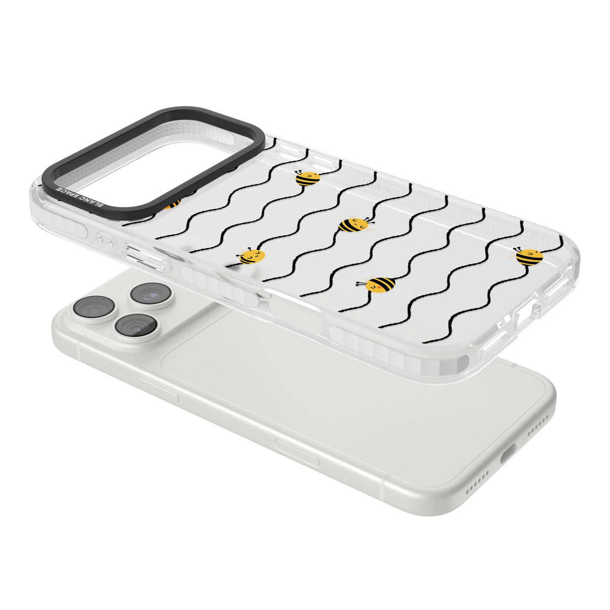 Bee Wave Pattern iPhone 18 Pro Max Impact Clear Phone Case angled