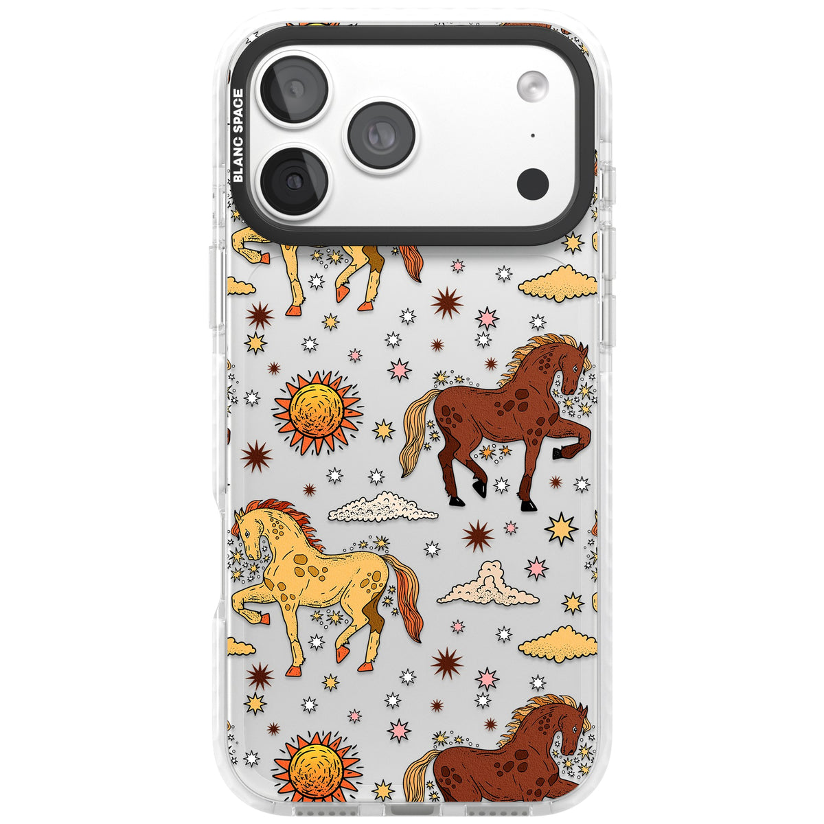 Boho Celestial Wild Horses iPhone 18 Pro Max Impact Clear Phone Case front