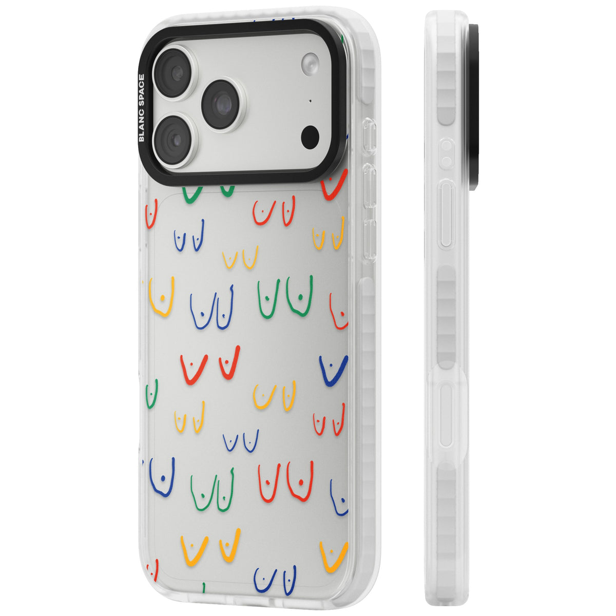 Boob Pattern (Multicolour) iPhone 18 Pro Max Impact Clear Phone Case side