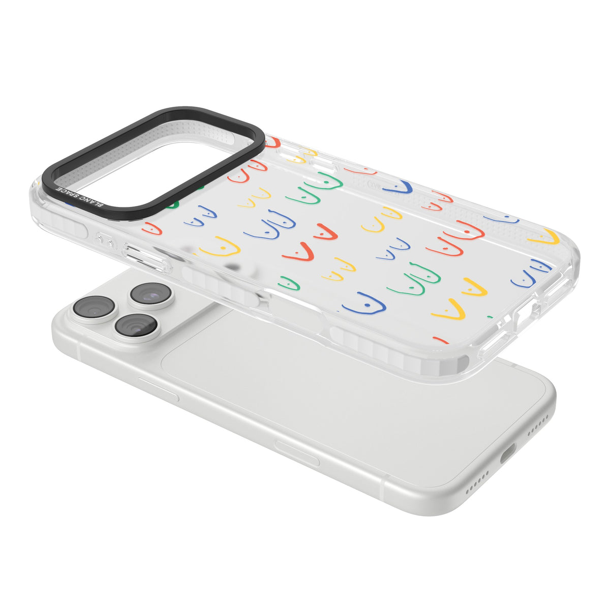 Boob Pattern (Multicolour) iPhone 18 Pro Max Impact Clear Phone Case angled