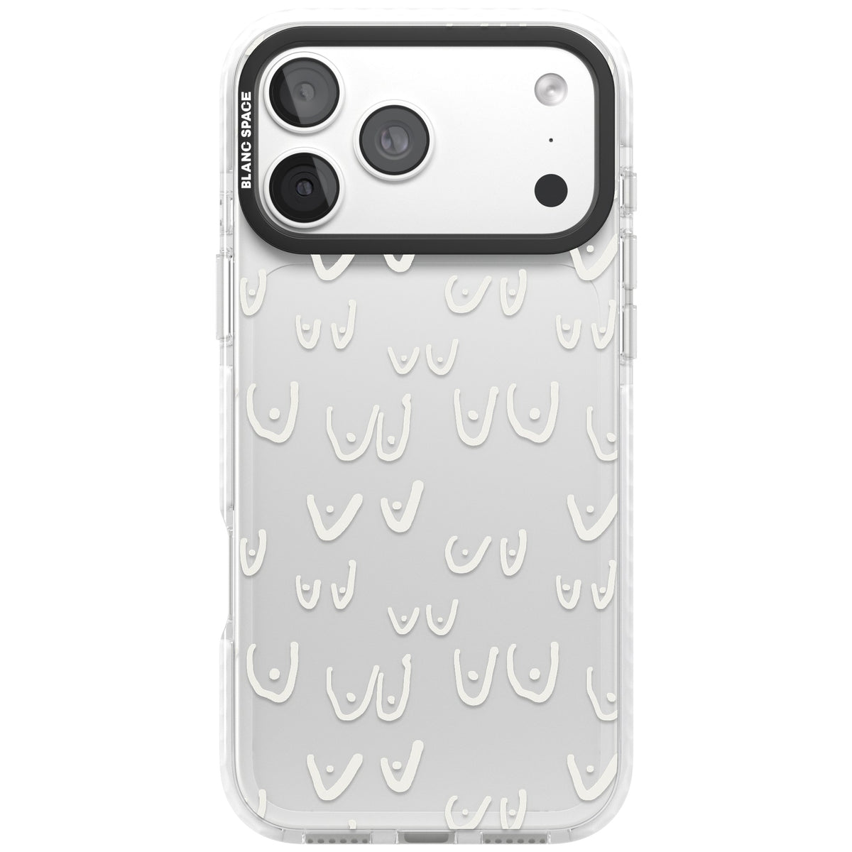 Boob Pattern (White) iPhone 18 Pro Max Impact Clear Phone Case front
