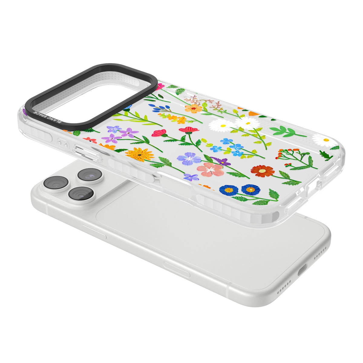 Wildflower Garden iPhone 18 Pro Max Impact Clear Phone Case angled