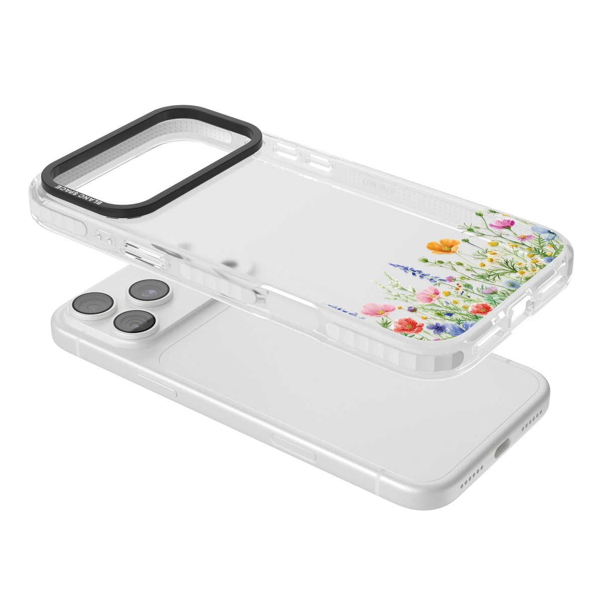 Minimal Wildflowers iPhone 18 Pro Max Impact Clear Phone Case angled