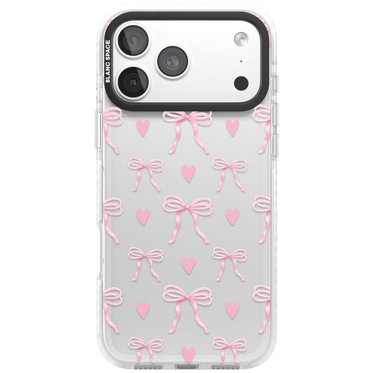 Pink Bows & Hearts iPhone 18 Pro Max Impact Clear Phone Case front