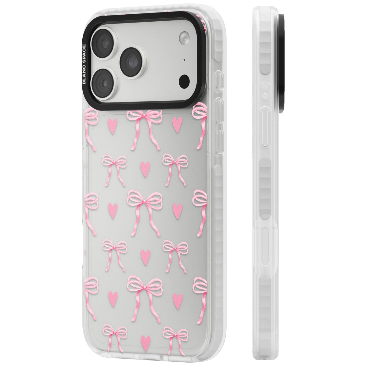 Pink Bows & Hearts iPhone 18 Pro Max Impact Clear Phone Case side