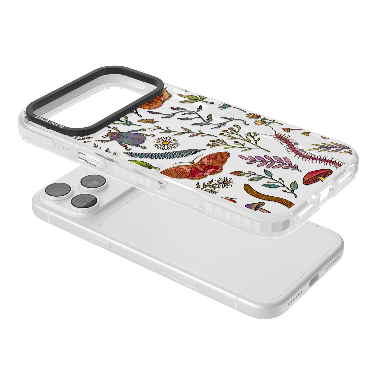 Bugs & Wildflowers iPhone 18 Pro Max Impact Clear Phone Case angled