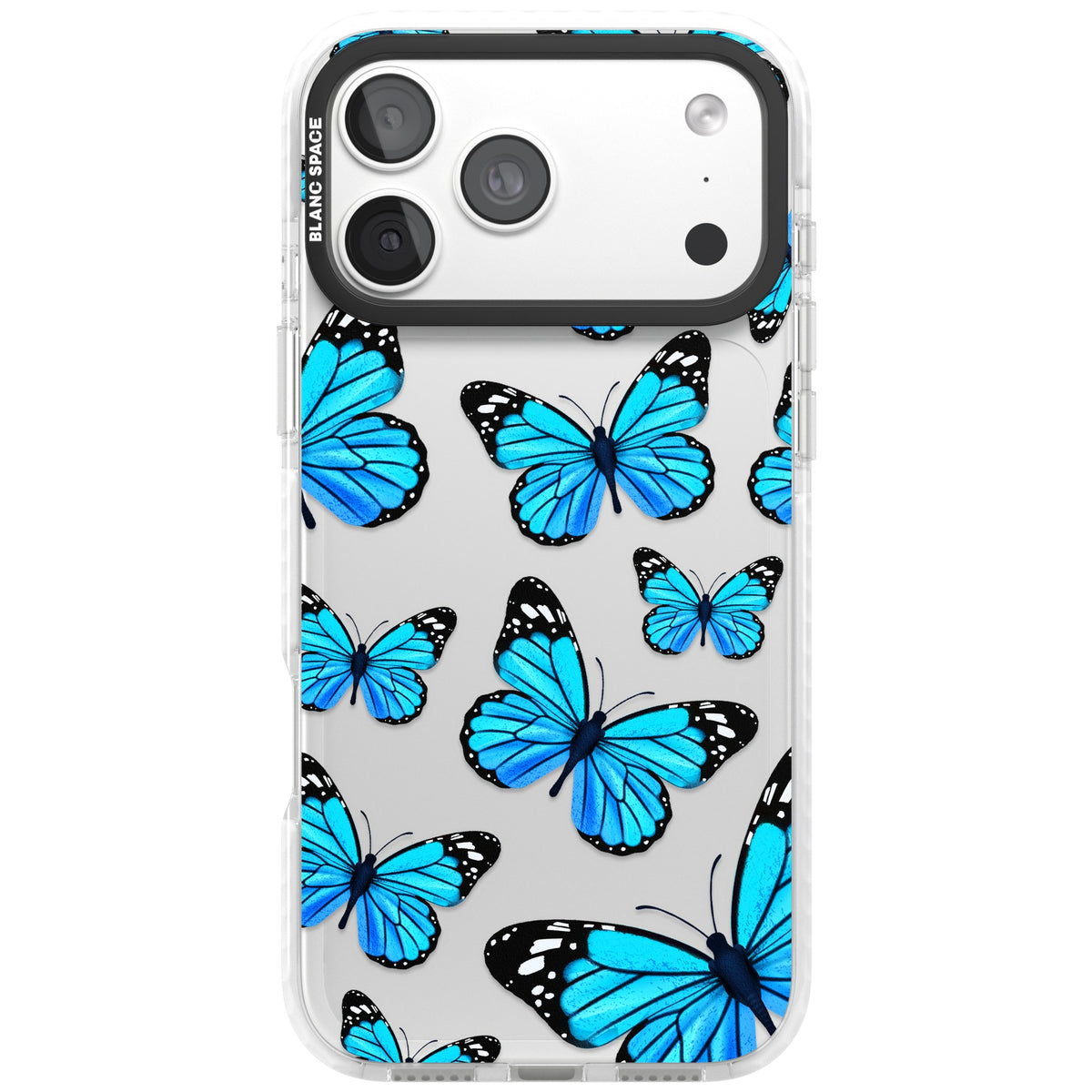 Azure Butterflies iPhone 18 Pro Max Impact Clear Phone Case front