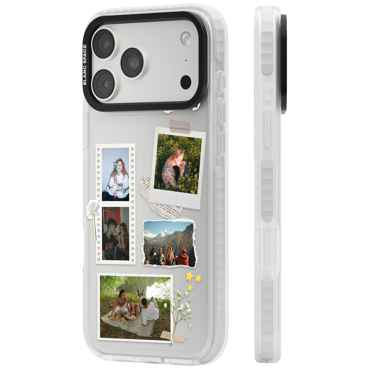 Personalised Scrapbook Instant Photos iPhone 18 Pro Max Impact Clear Phone Case side