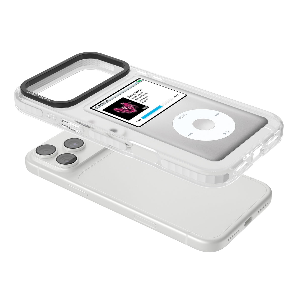 Personalised Classic Ipod iPhone 18 Pro Max Impact Clear Phone Case angled