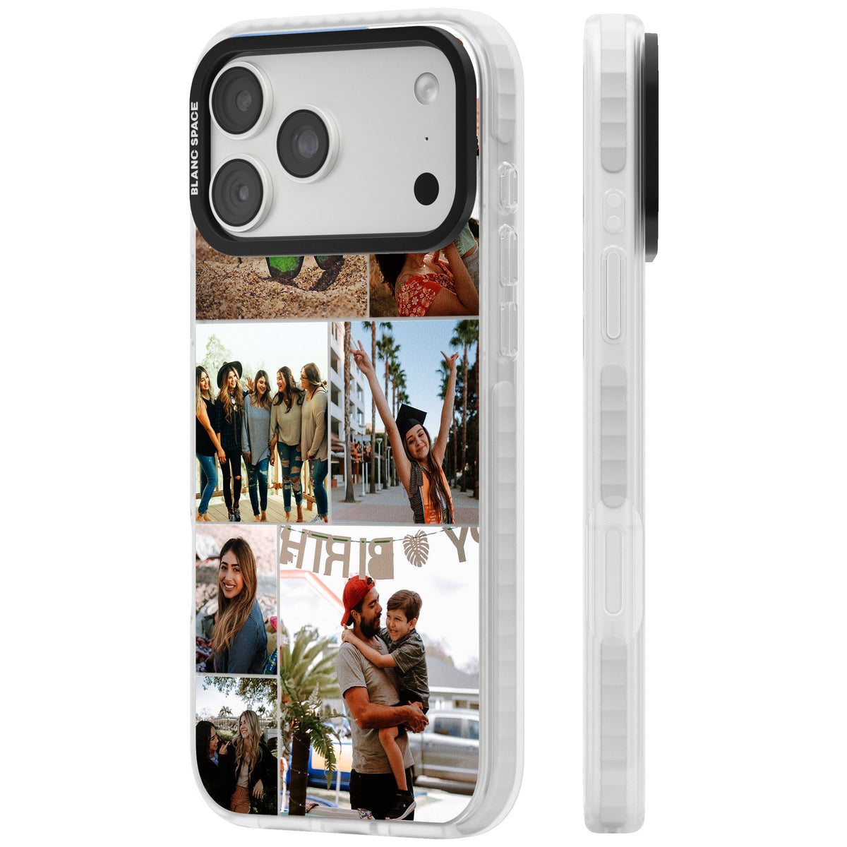 Personalised Photo Grid iPhone 18 Pro Max Impact Clear Phone Case side