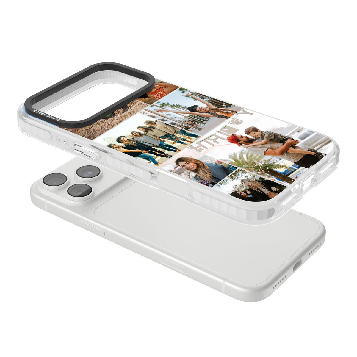 Personalised Photo Grid iPhone 18 Pro Max Impact Clear Phone Case angled