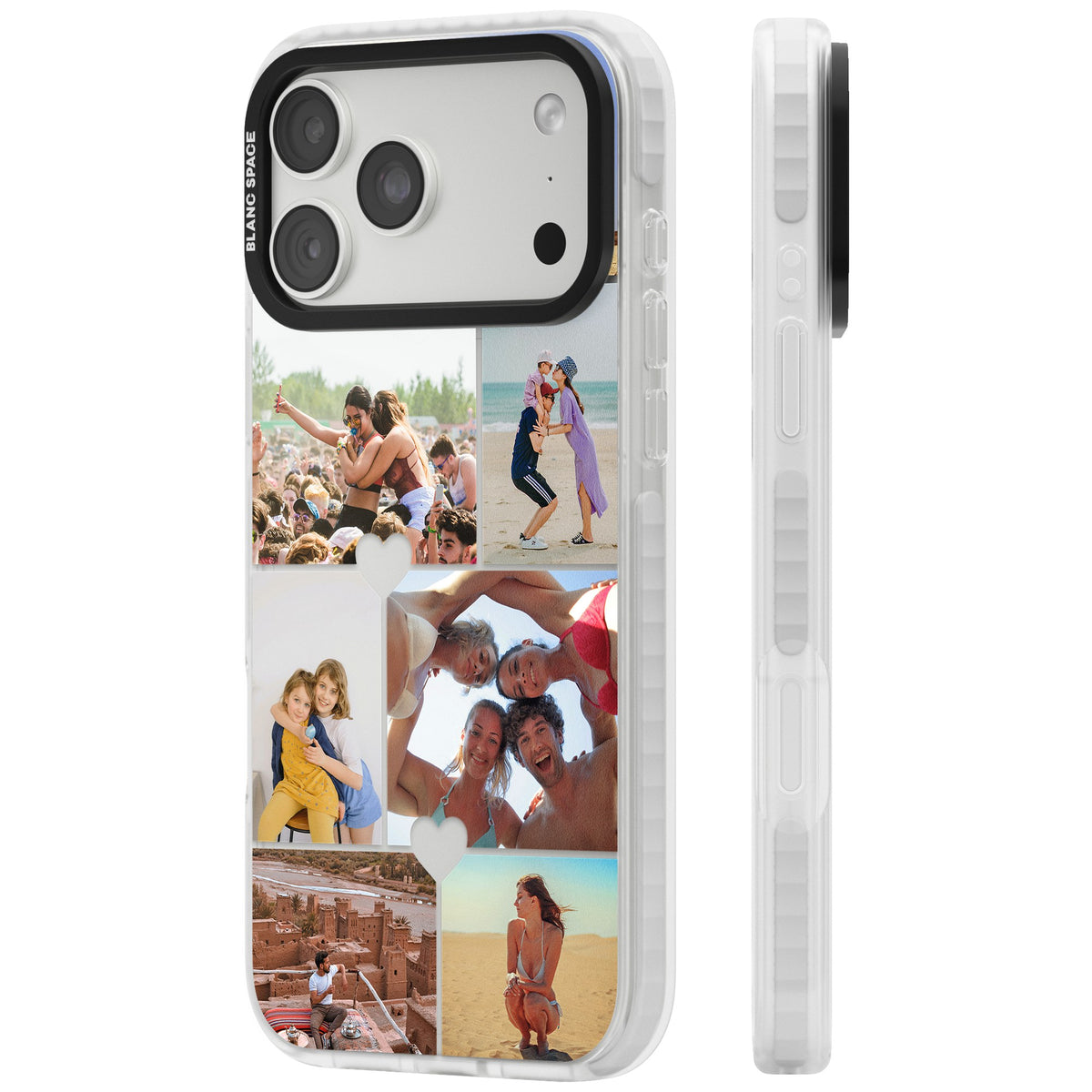 Personalised Heart Photo Grid iPhone 18 Pro Max Impact Clear Phone Case side