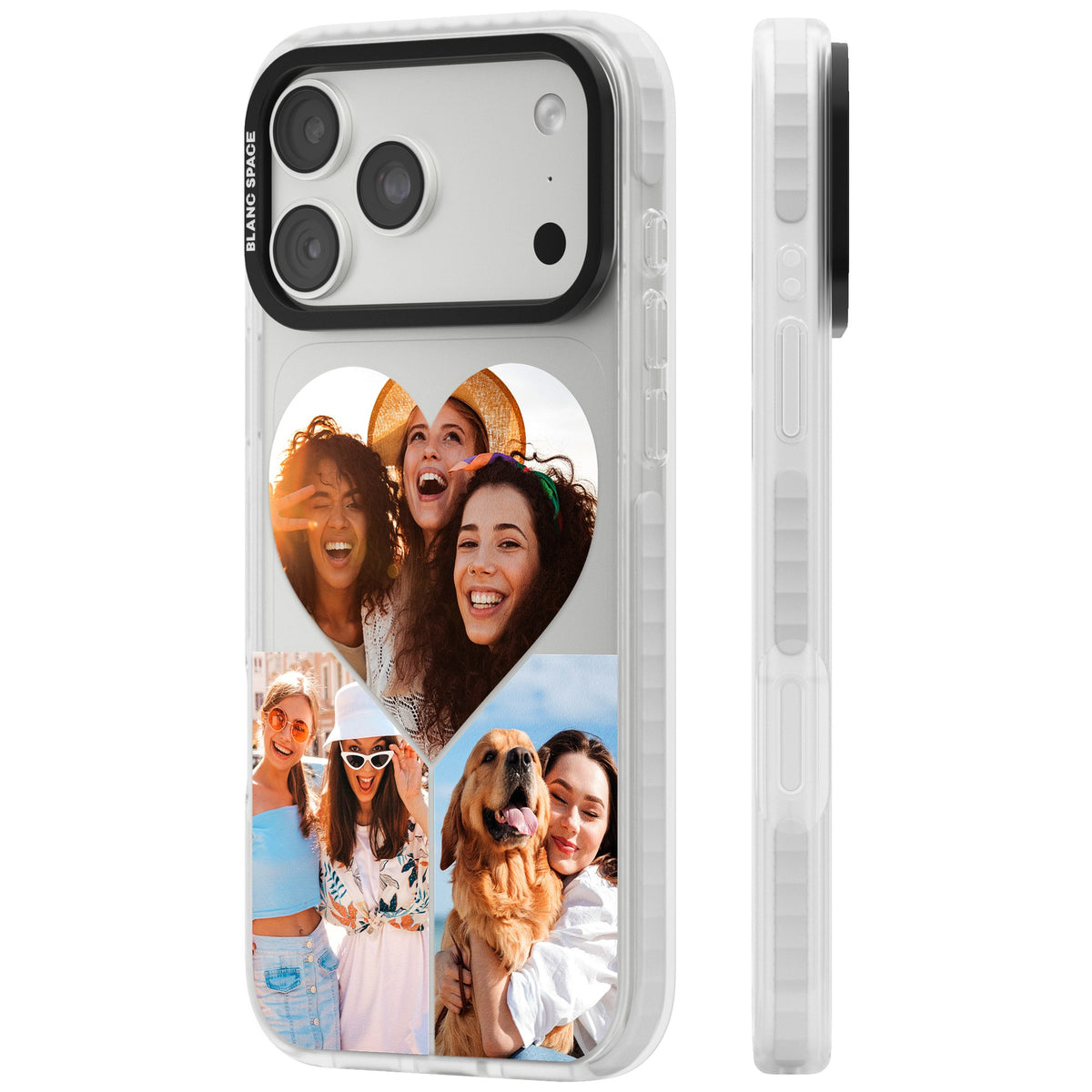Personalised Heart Photo iPhone 18 Pro Max Impact Clear Phone Case side