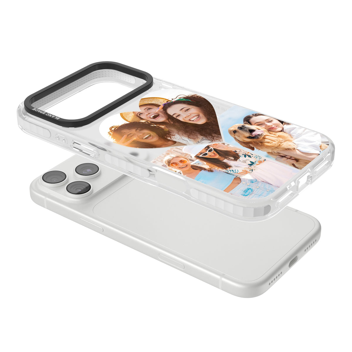 Personalised Heart Photo iPhone 18 Pro Max Impact Clear Phone Case angled