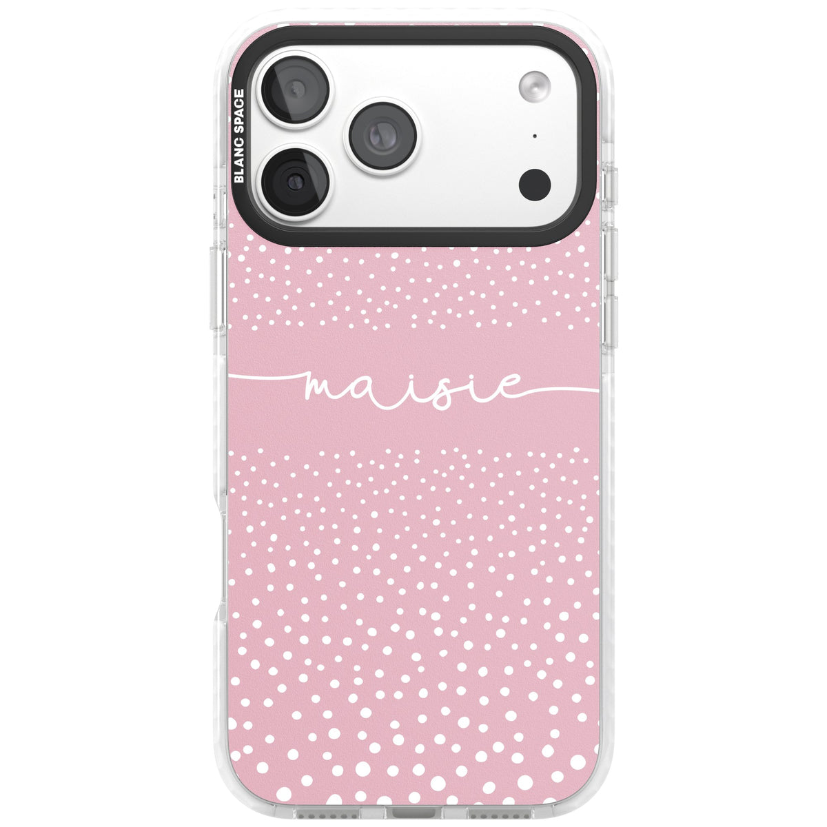 Personalised Pink Dots iPhone 18 Pro Max Impact Clear Phone Case front