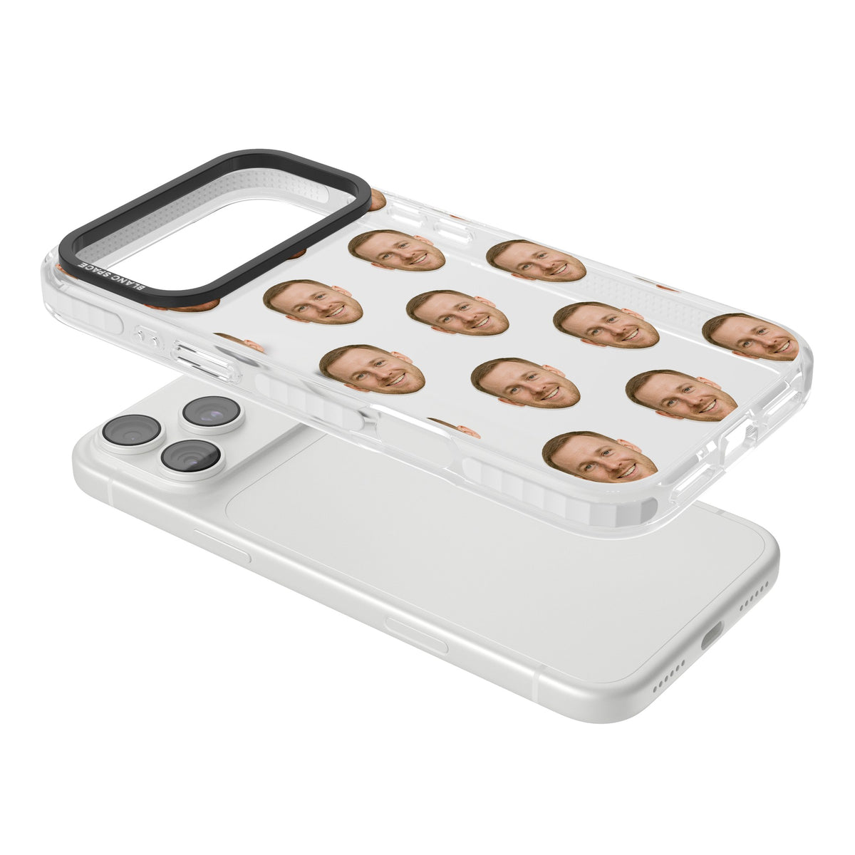 Face Pattern iPhone 18 Pro Max Impact Clear Phone Case angled