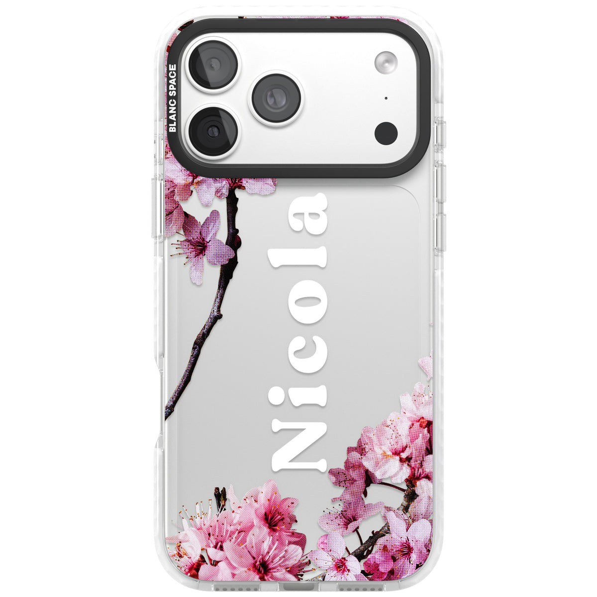Personalised Cherry Blossom iPhone 18 Pro Max Impact Clear Phone Case front