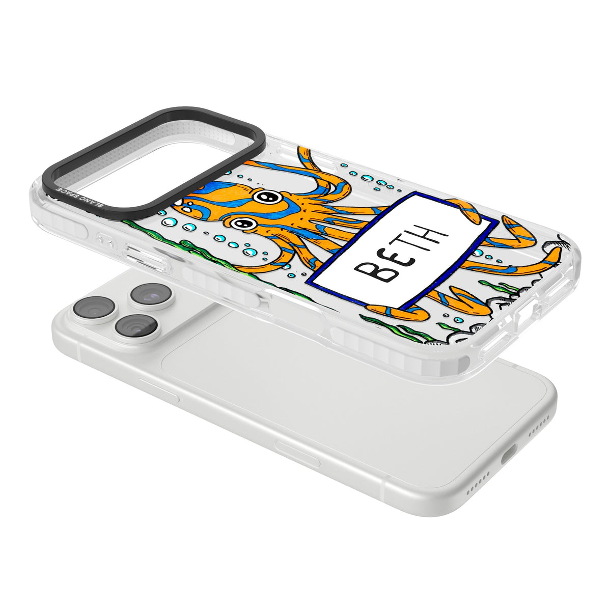Personalised Octo iPhone 18 Pro Max Impact Clear Phone Case angled