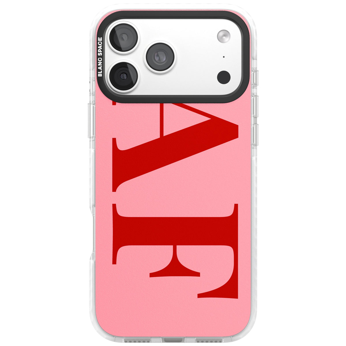 Personalised Red & Pink Letters iPhone 18 Pro Max Impact Clear Phone Case front