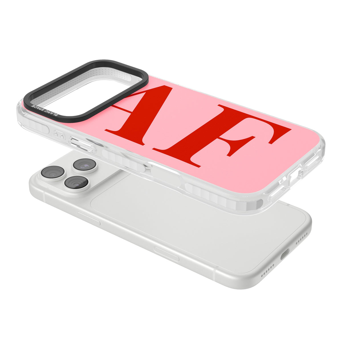 Personalised Red & Pink Letters iPhone 18 Pro Max Impact Clear Phone Case angled