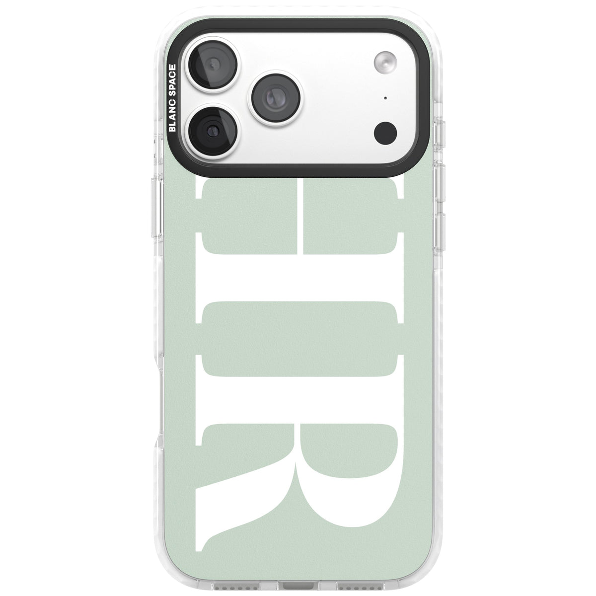 Personalised White & Seafoam Letters iPhone 18 Pro Max Impact Clear Phone Case front