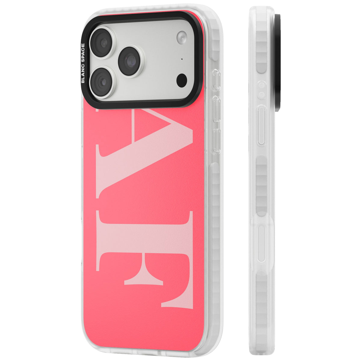 Personalised Light & Dark Pink Letters iPhone 18 Pro Max Impact Clear Phone Case side