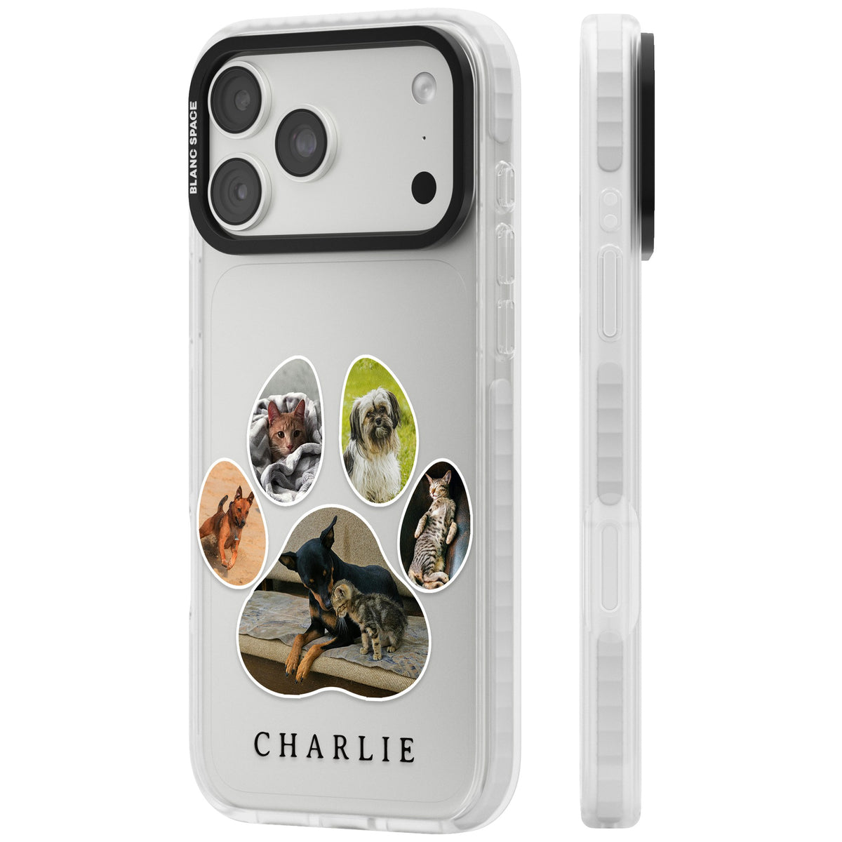 Personalised Paw Print Photos iPhone 18 Pro Max Impact Clear Phone Case side