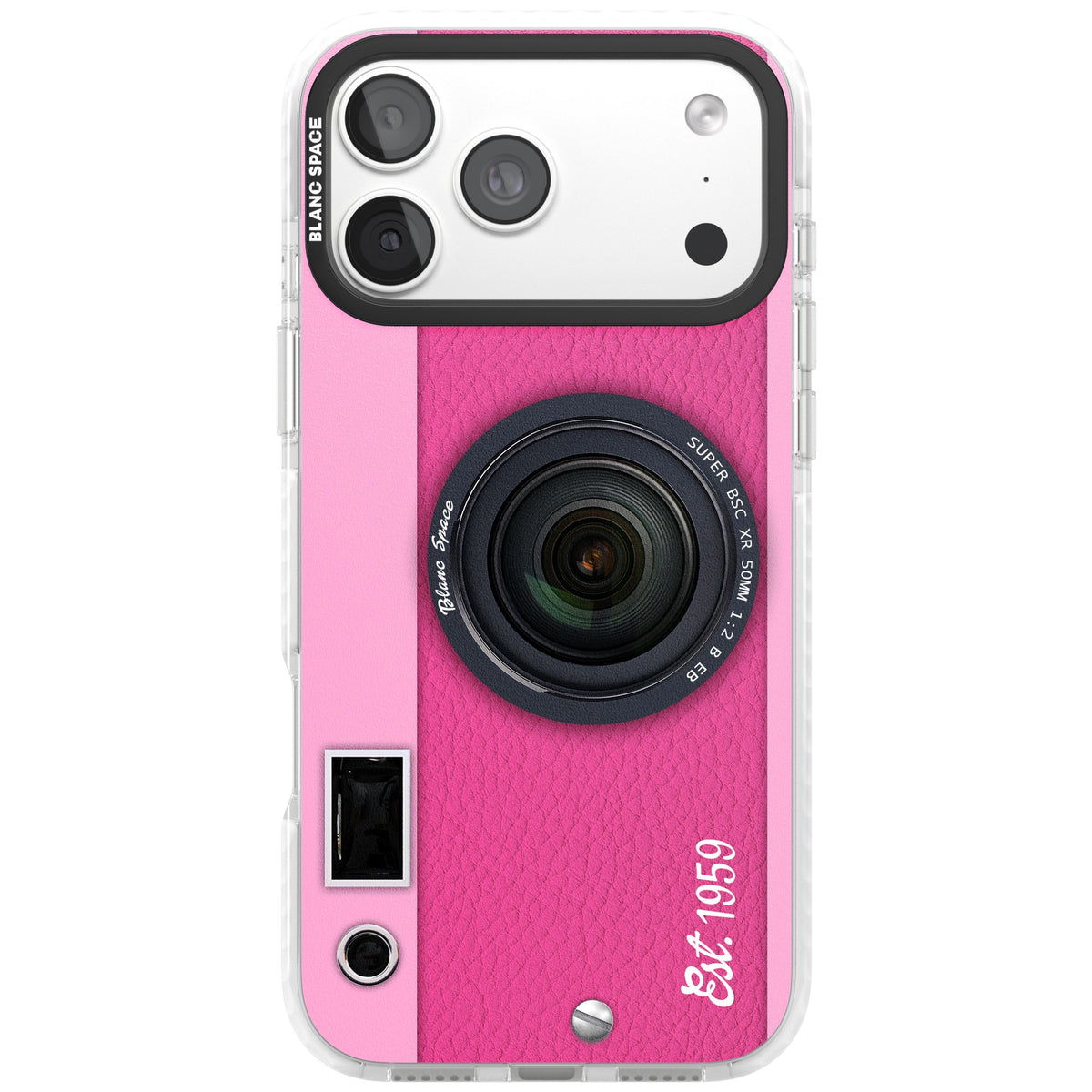 Personalised Pink Dream Camera iPhone 18 Pro Max Impact Clear Phone Case front