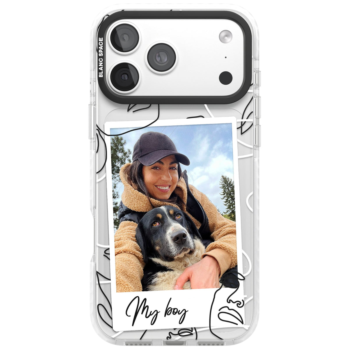 Personalised Abstract Faces Instant Photo iPhone 18 Pro Max Impact Clear Phone Case front