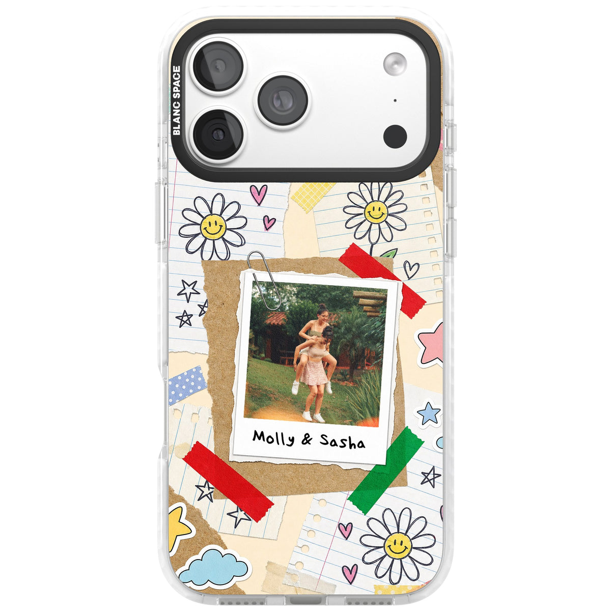 Personalised Scrapbook Photo iPhone 18 Pro Max Impact Clear Phone Case front