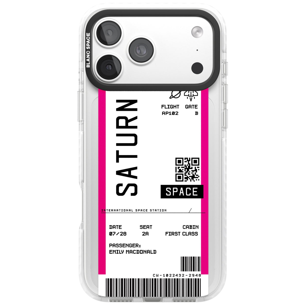 Personalised Saturn Travel Ticket iPhone 18 Pro Max Impact Clear Phone Case front