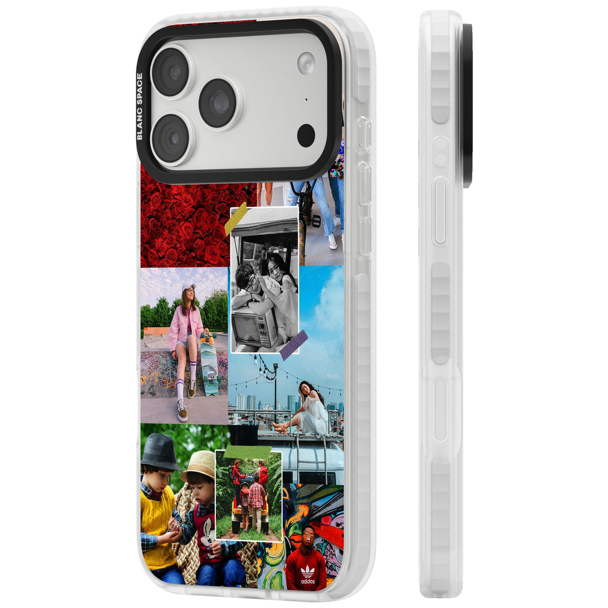Personalised Photo Collage iPhone 18 Pro Max Impact Clear Phone Case side