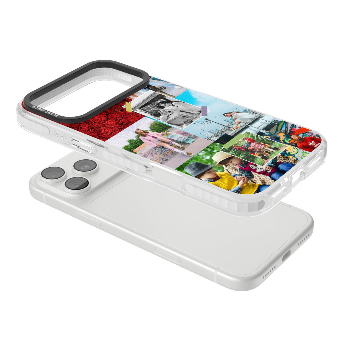 Personalised Photo Collage iPhone 18 Pro Max Impact Clear Phone Case angled