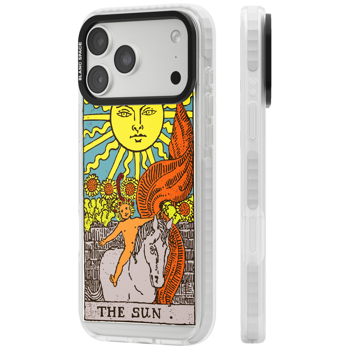 Personalised The Sun Tarot Card (Color) iPhone 18 Pro Max Impact Clear Phone Case side