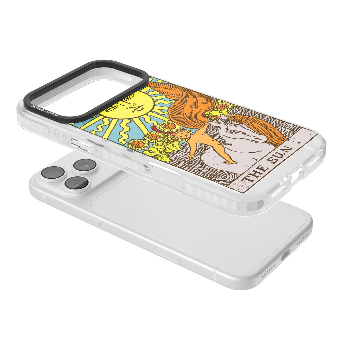 Personalised The Sun Tarot Card (Color) iPhone 18 Pro Max Impact Clear Phone Case angled
