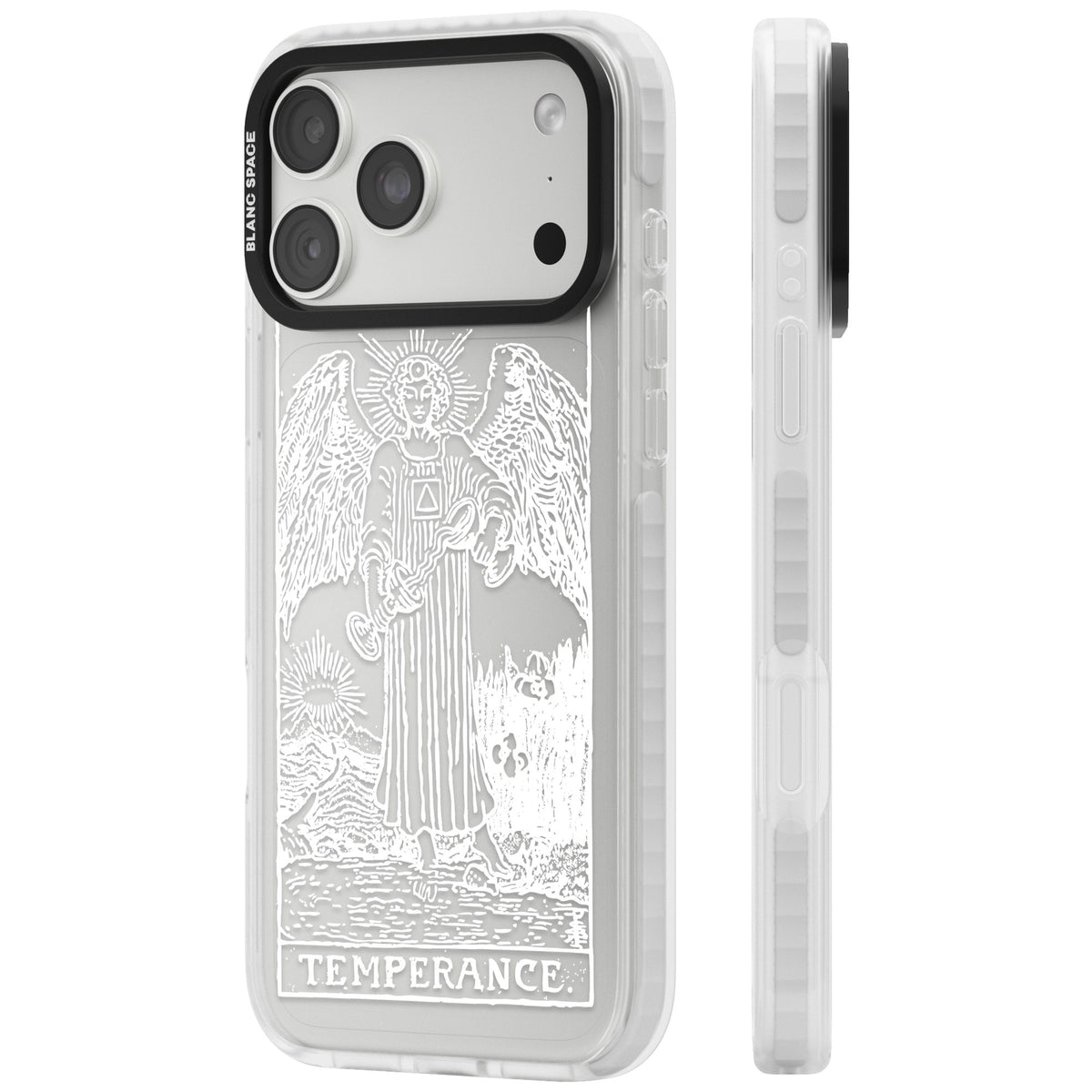 Personalised Temperance Tarot Card (White) iPhone 18 Pro Max Impact Clear Phone Case side
