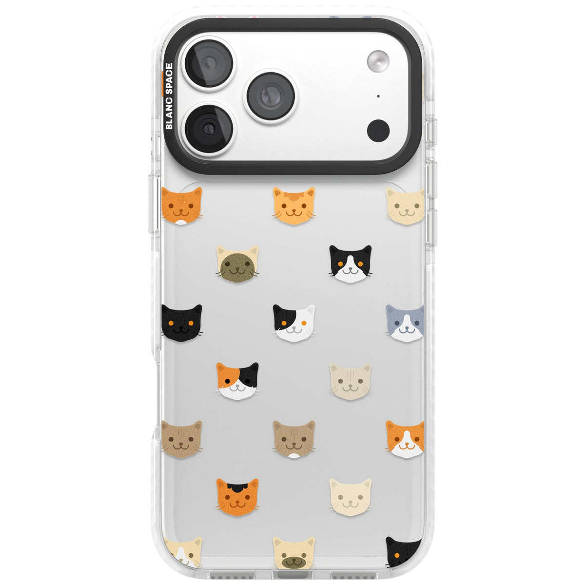 Cute Cat Face Transparent iPhone 18 Pro Max Impact Clear Phone Case front