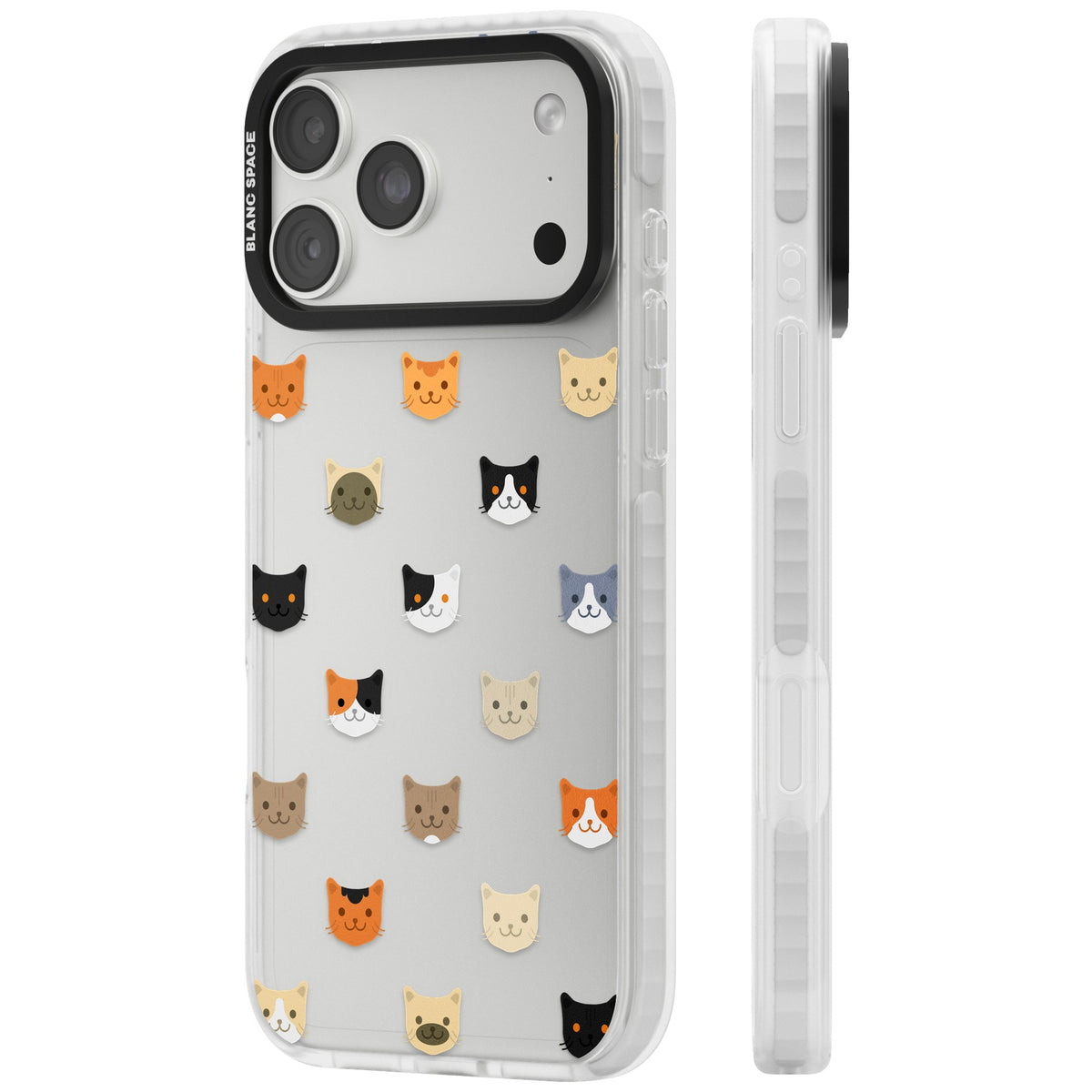 Cute Cat Face Transparent iPhone 18 Pro Max Impact Clear Phone Case side