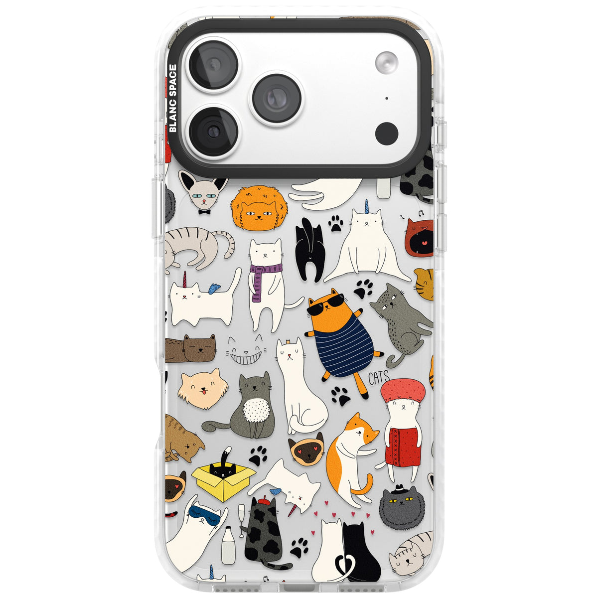 Cartoon Cats iPhone 18 Pro Max Impact Clear Phone Case front