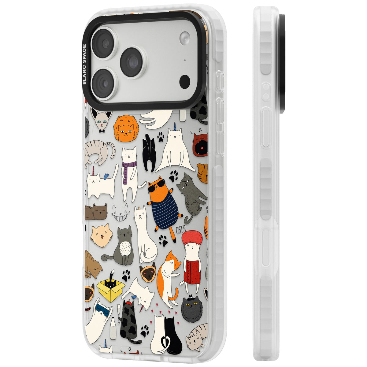 Cartoon Cats iPhone 18 Pro Max Impact Clear Phone Case side