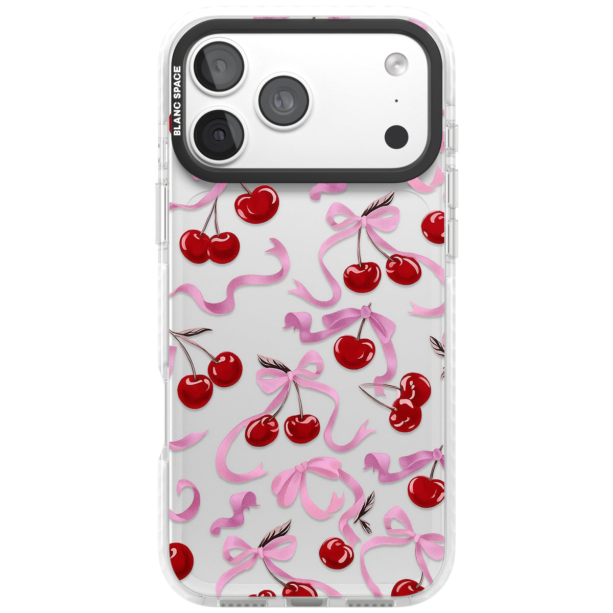 Pink Bow & Cherries iPhone 18 Pro Max Impact Clear Phone Case front